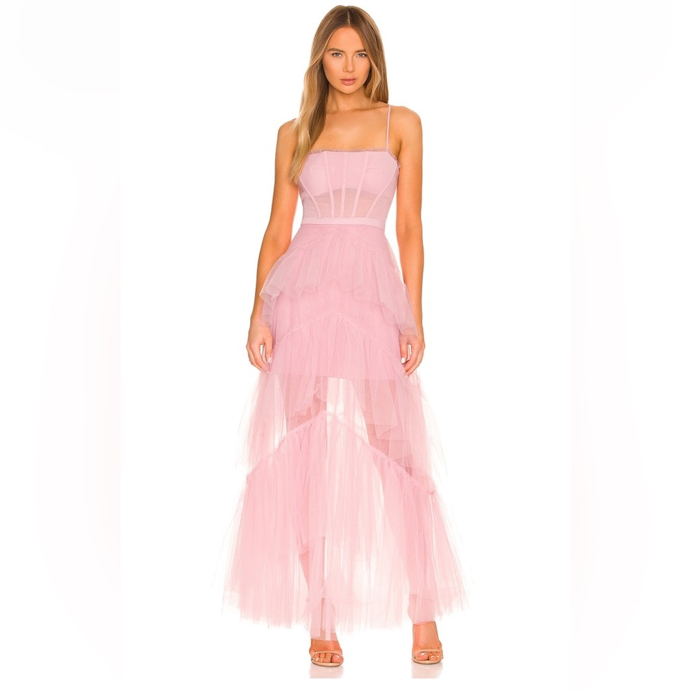 Elegant Pink Strapless Tulle Dress